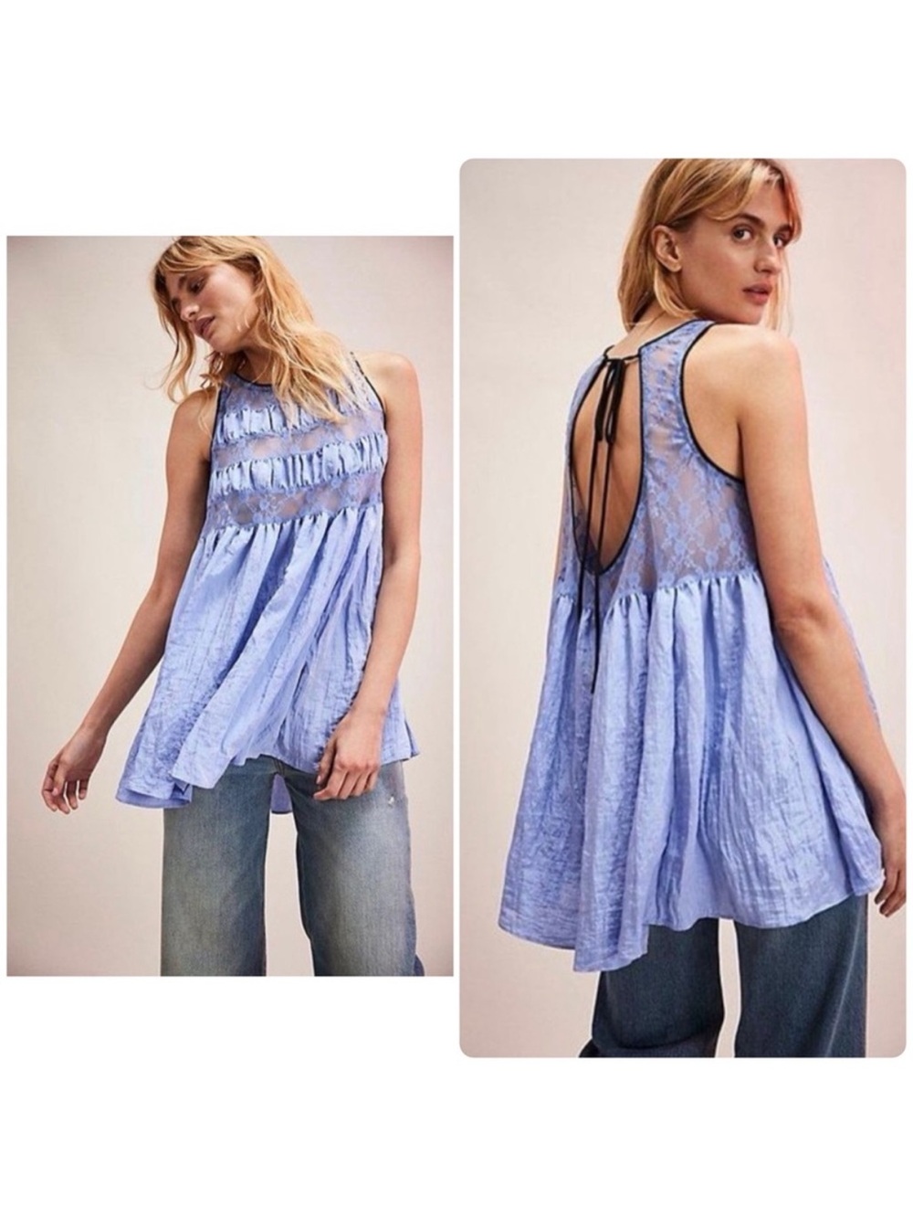 Free People Intimately Periwinkle Lace Babydoll Current Obsession Mini Slip